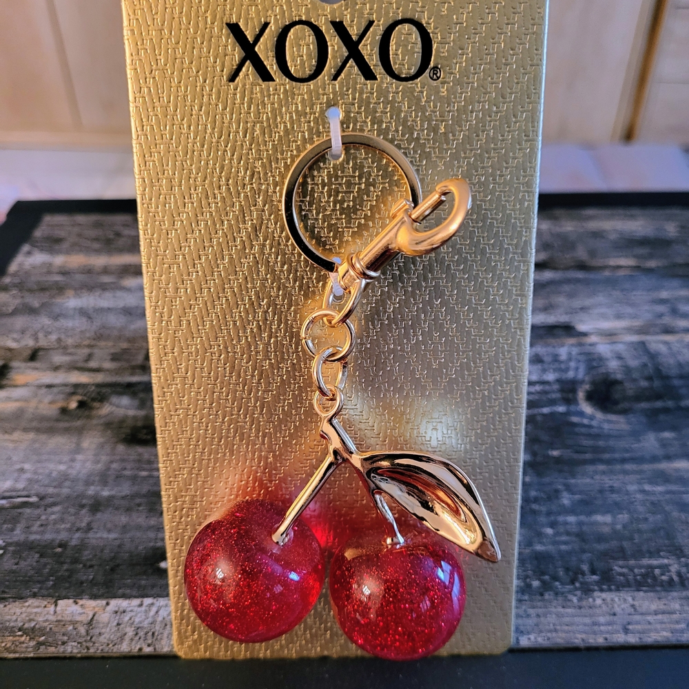 XOXO Red Cherry Purse /Keychain Charm with Gold Details